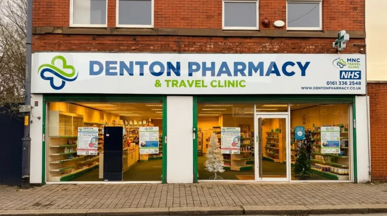 Denton Pharmacy storefront on Ashton Road